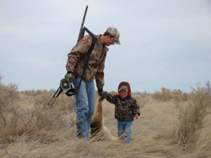 Father & Child w dead animal shot for fur
